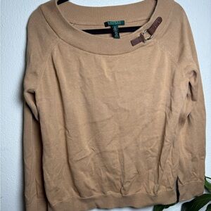 Ralph Lauren Tan Sweater with Buckle Accent
